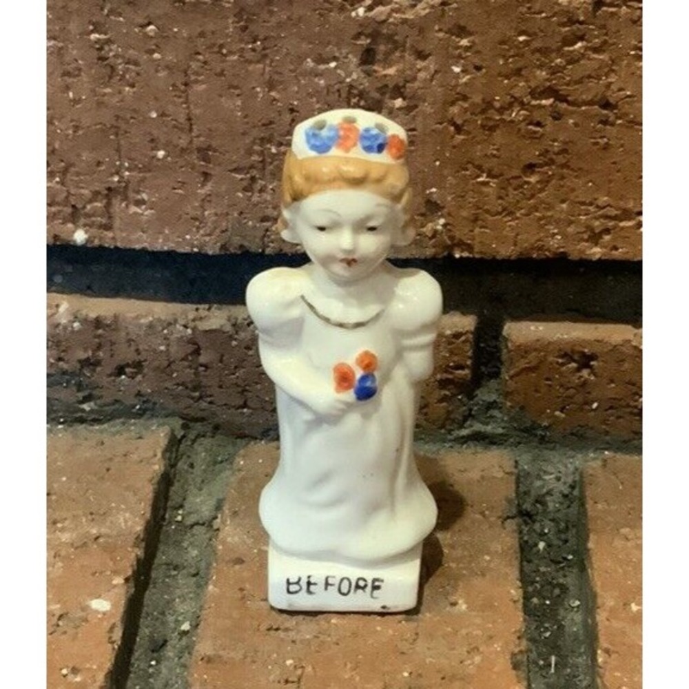 Bride Before & After Salt & Pepper Shaker Porcelain 3.5" Tall